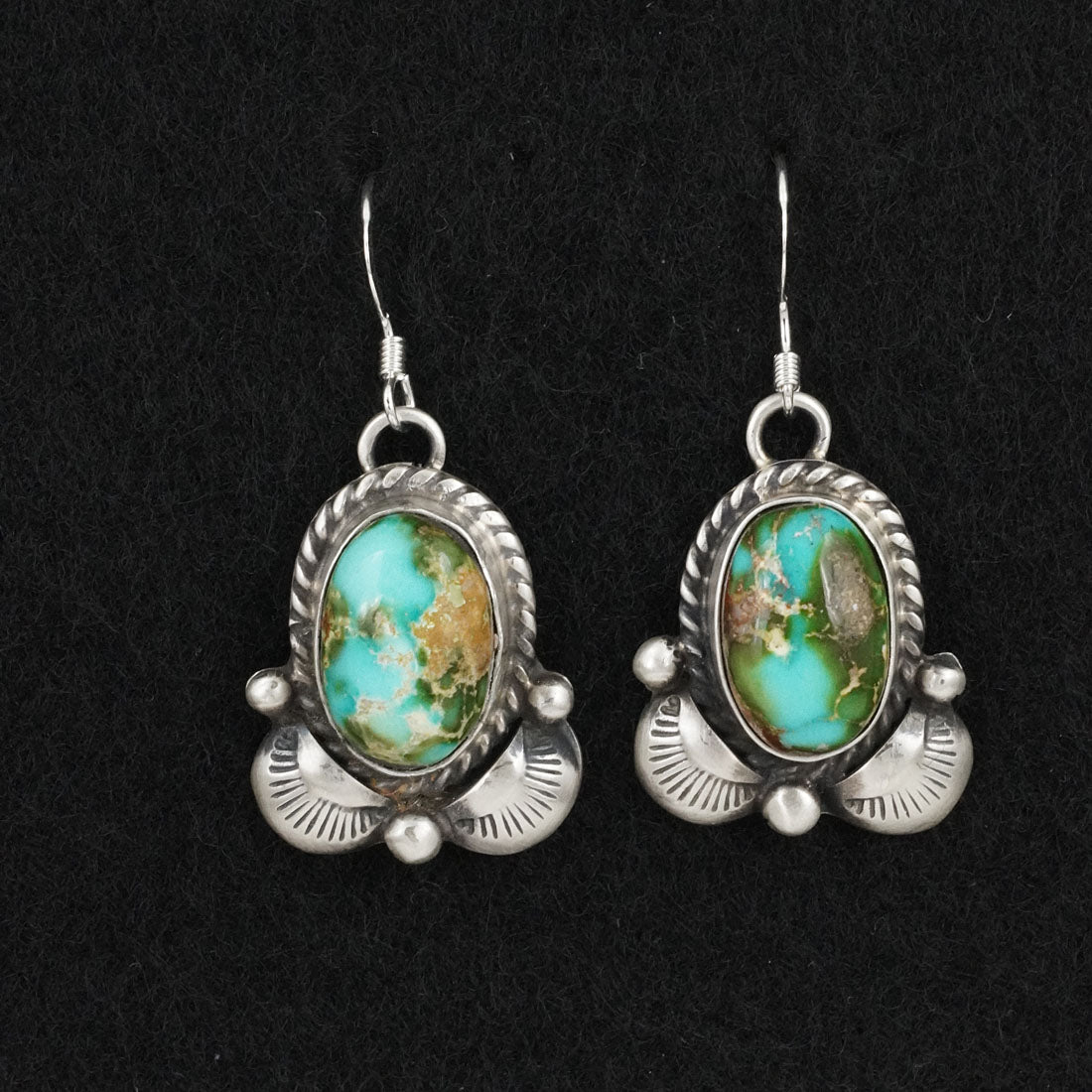 Vernon Johnson Turquoise & Sterling Silver Squash Blossom Set