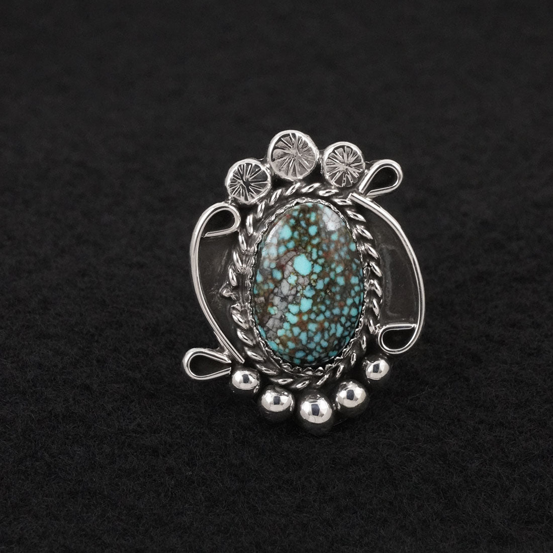 Phil Nez Turquoise & Sterling Silver Ring Adj.