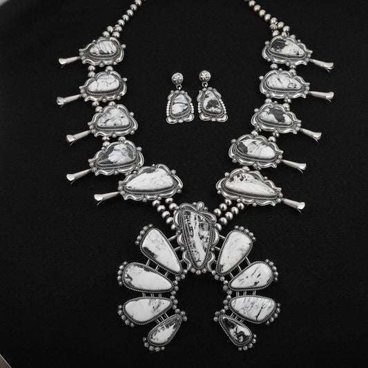 Raymond Delgarito White Buffalo & Sterling Silver Necklace Set