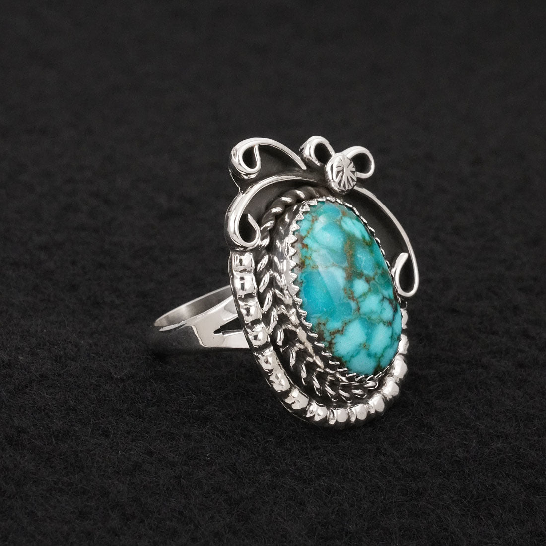 Phil Nez Turquoise & Sterling Silver Ring Adj.