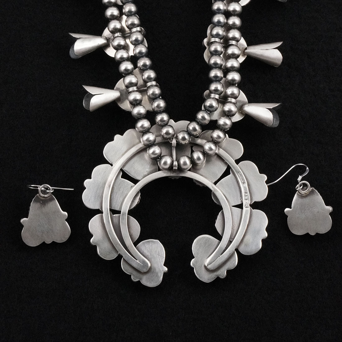 Vernon Johnson Turquoise & Sterling Silver Squash Blossom Set