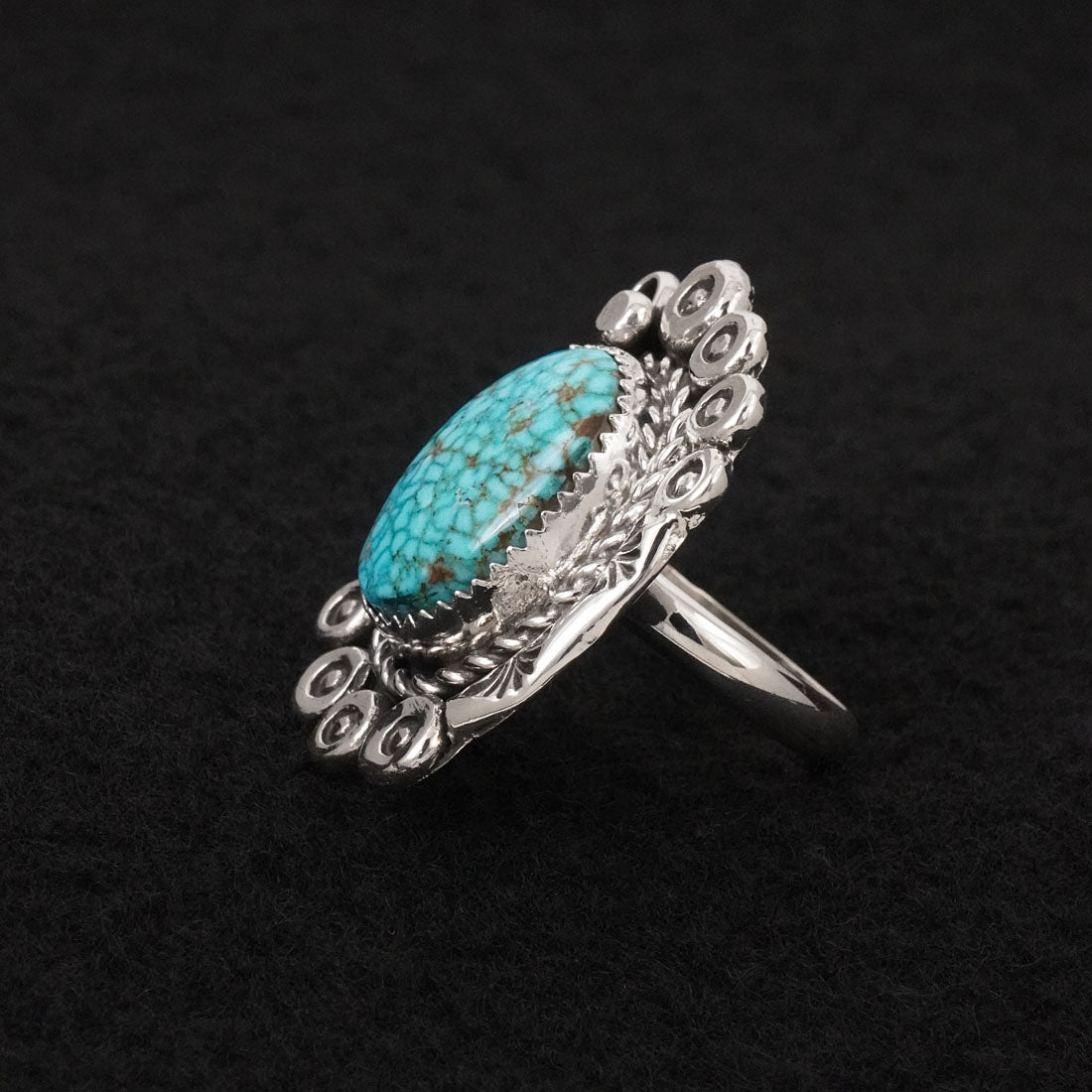 Phil Nez Turquoise & Sterling Silver Ring Adj.
