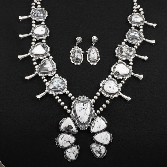 Raymond Delgarito White Buffalo & Sterling Silver Necklace Set
