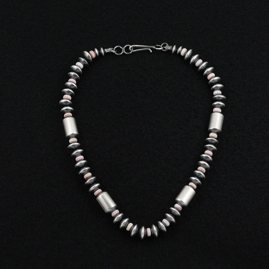 Tonisha Haley Pink Conch & Sterling Silver Navajo Pearl Necklace 16"