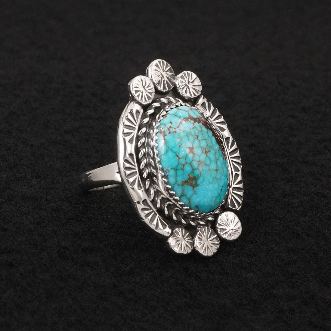 Phil Nez Turquoise & Sterling Silver Ring Adj.