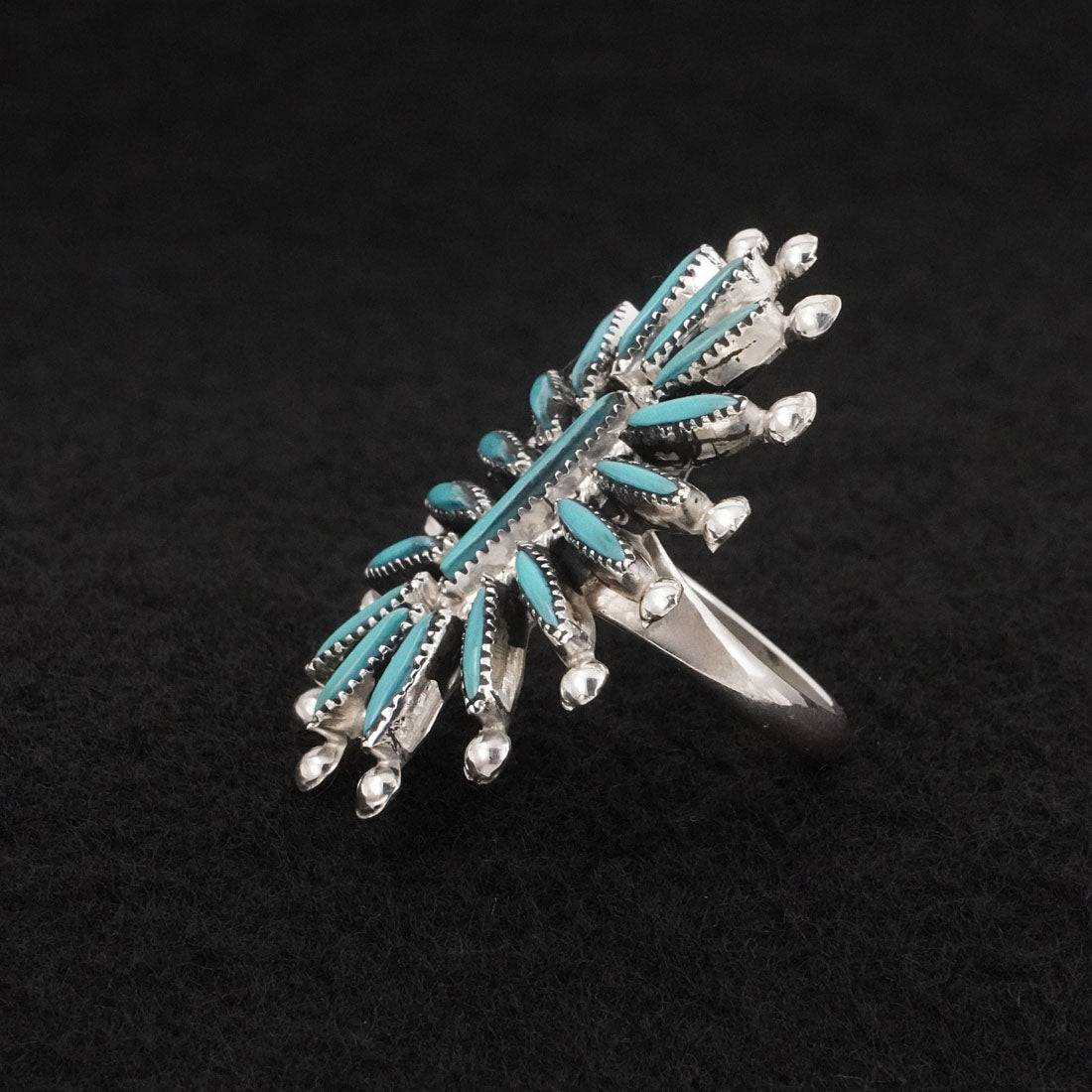 Jack Etsate Turquoise & Sterling Silver Ring Size 6.5