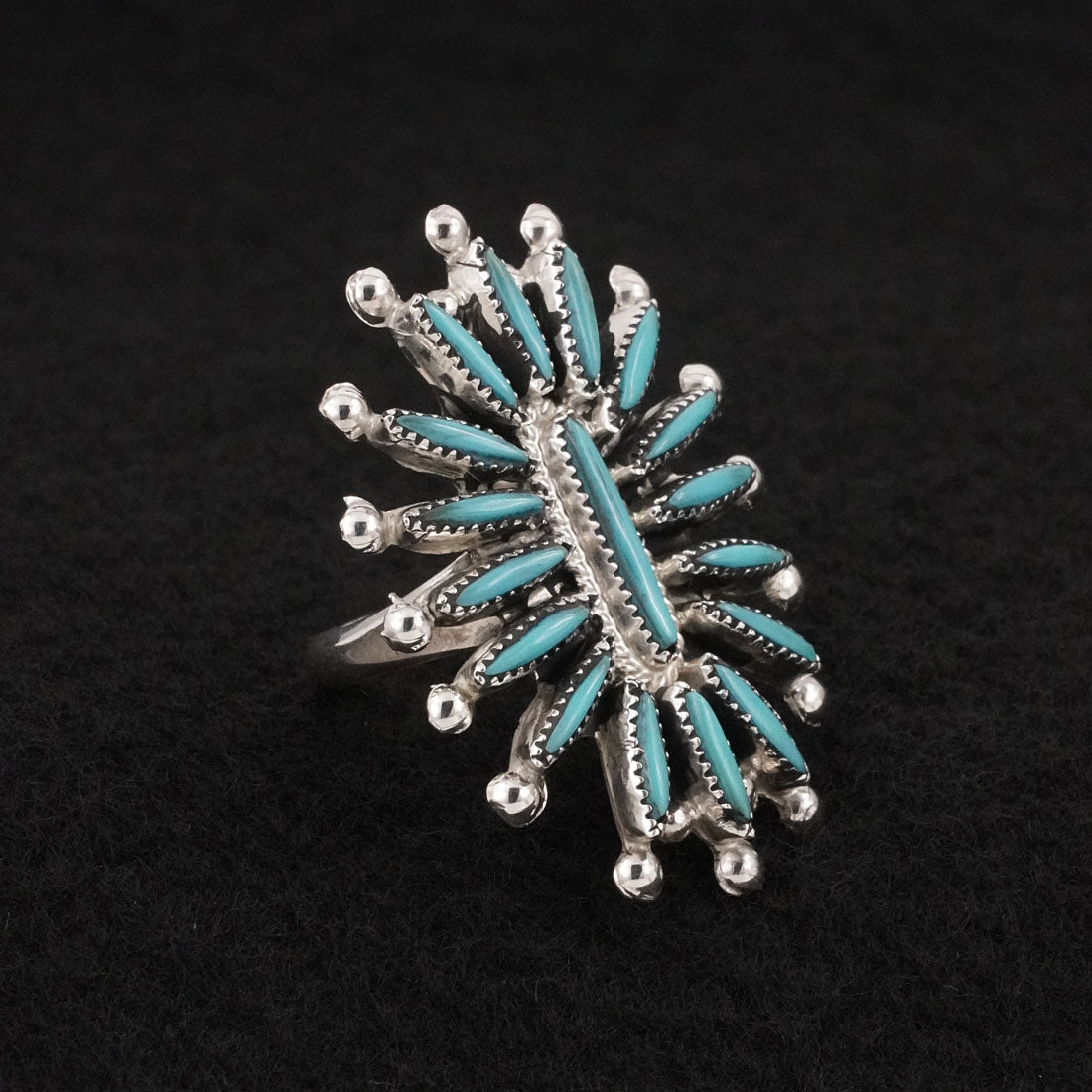 Jack Etsate Turquoise & Sterling Silver Ring Size 6.5