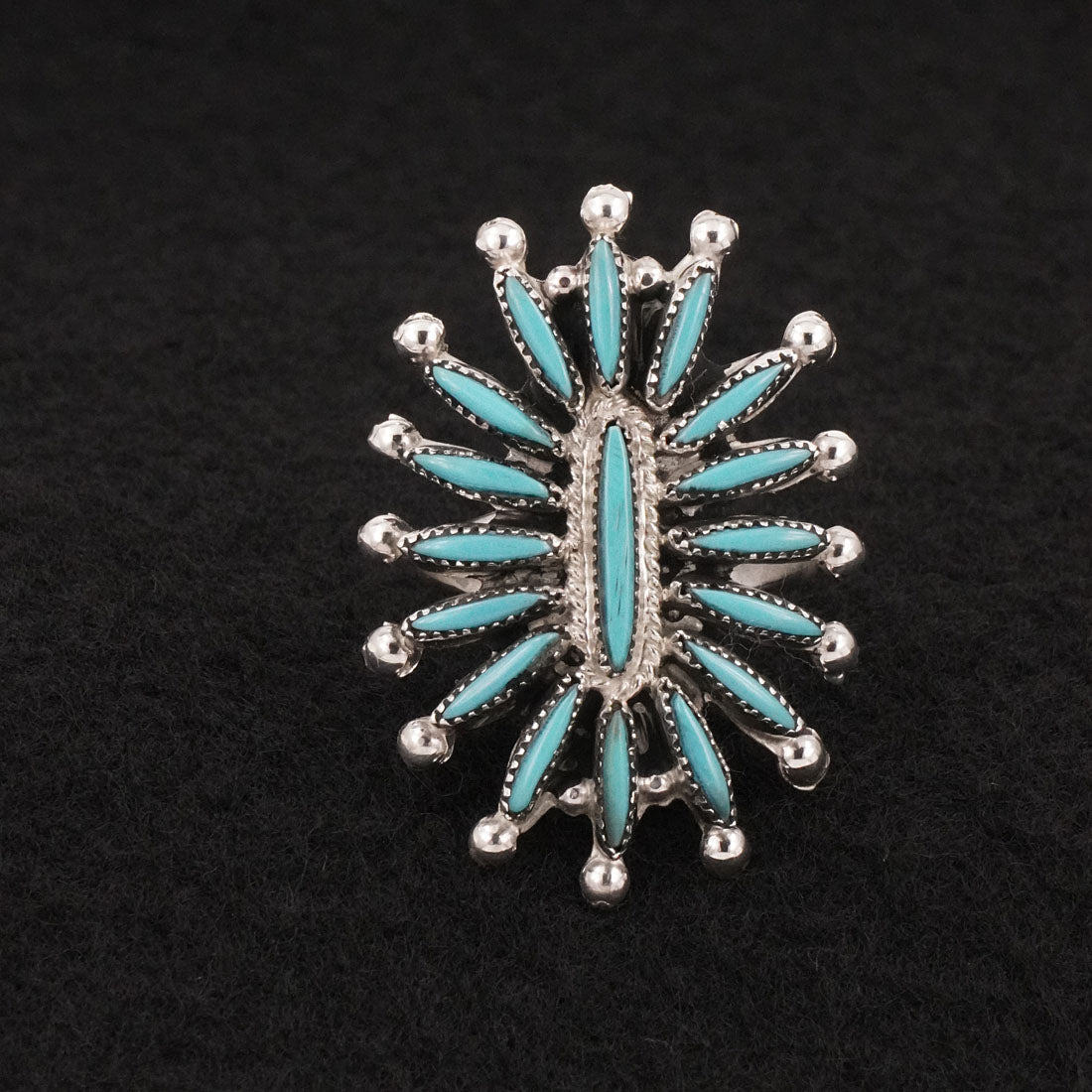 Jack Etsate Turquoise & Sterling Silver Ring Size 8