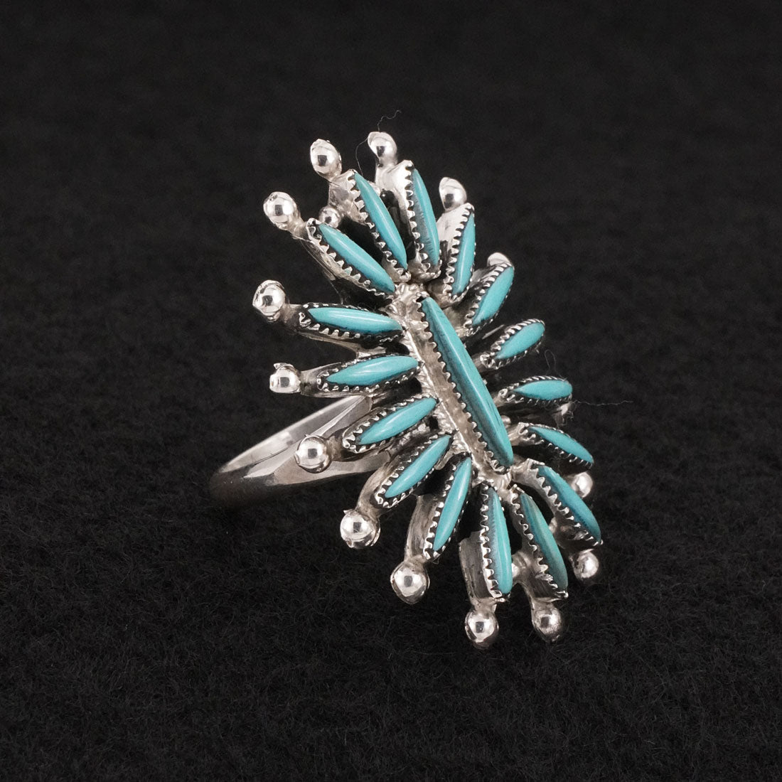 Jack Etsate Turquoise & Sterling Silver Ring Size 8
