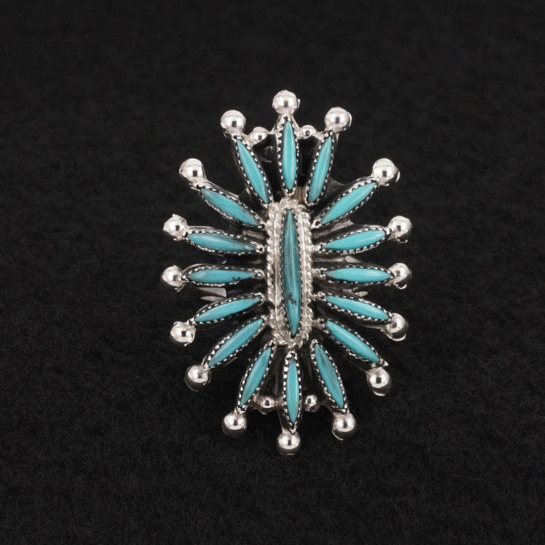 Jack Etsate Turquoise & Sterling Silver Ring Size 7.5