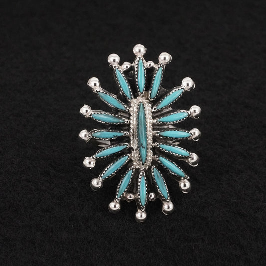 Jack Etsate Turquoise & Sterling Silver Ring Size 7.5