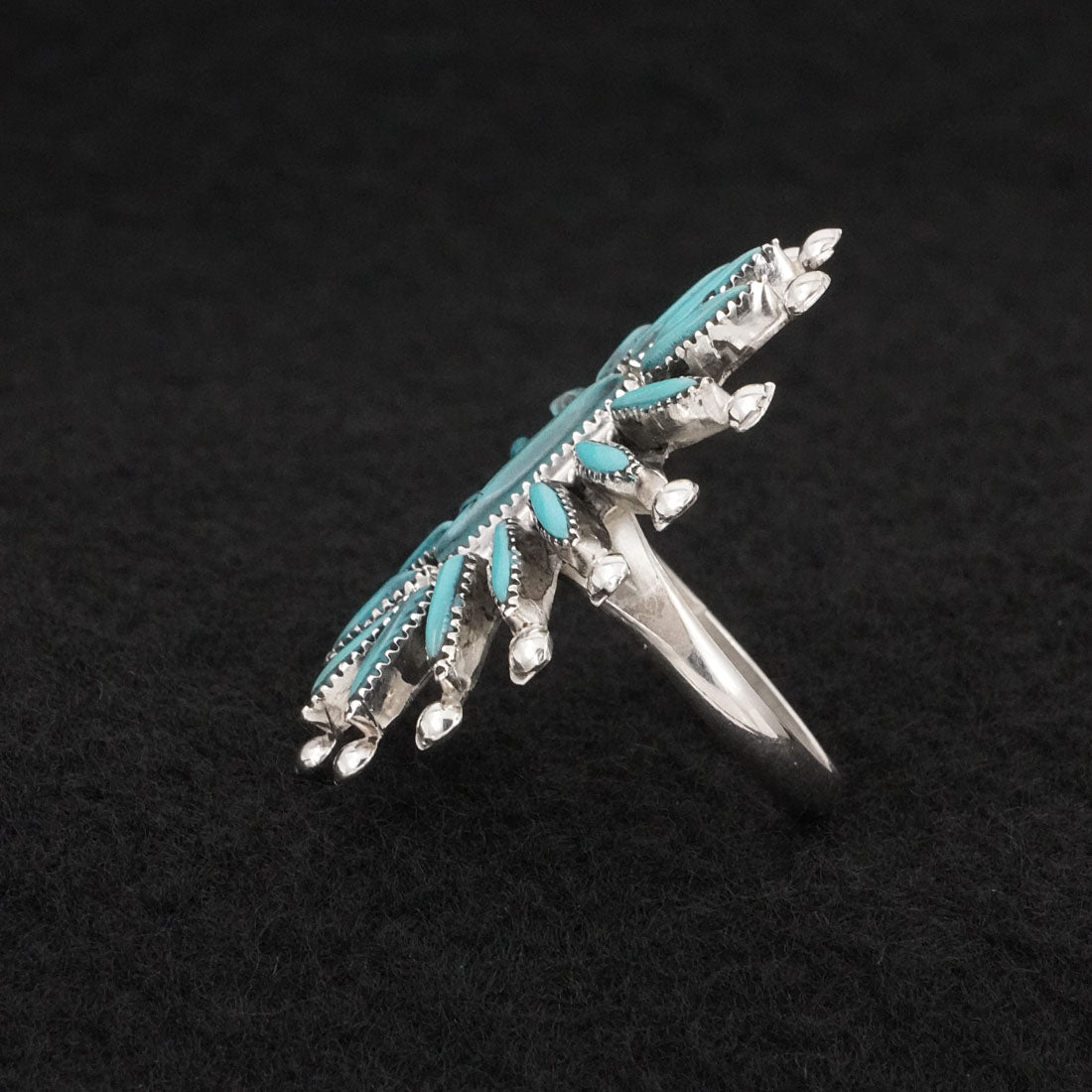 Jack Etsate Turquoise & Sterling Silver Ring Size 7.5