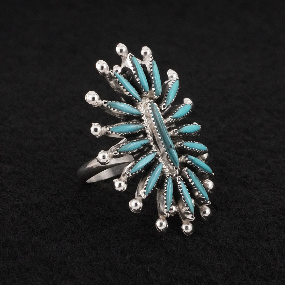 Jack Etsate Turquoise & Sterling Silver Ring Size 7.5