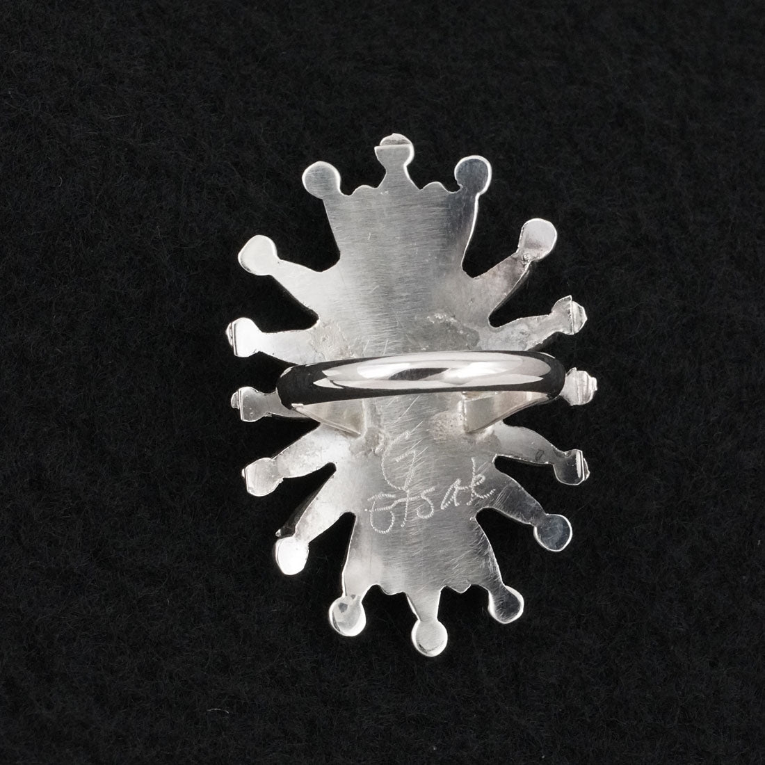 Jack Etsate Turquoise & Sterling Silver Ring Size 7.5