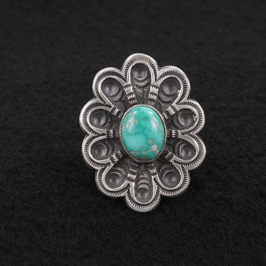 Calvin Martinez Turquoise & Sterling Silver Ring Size 8
