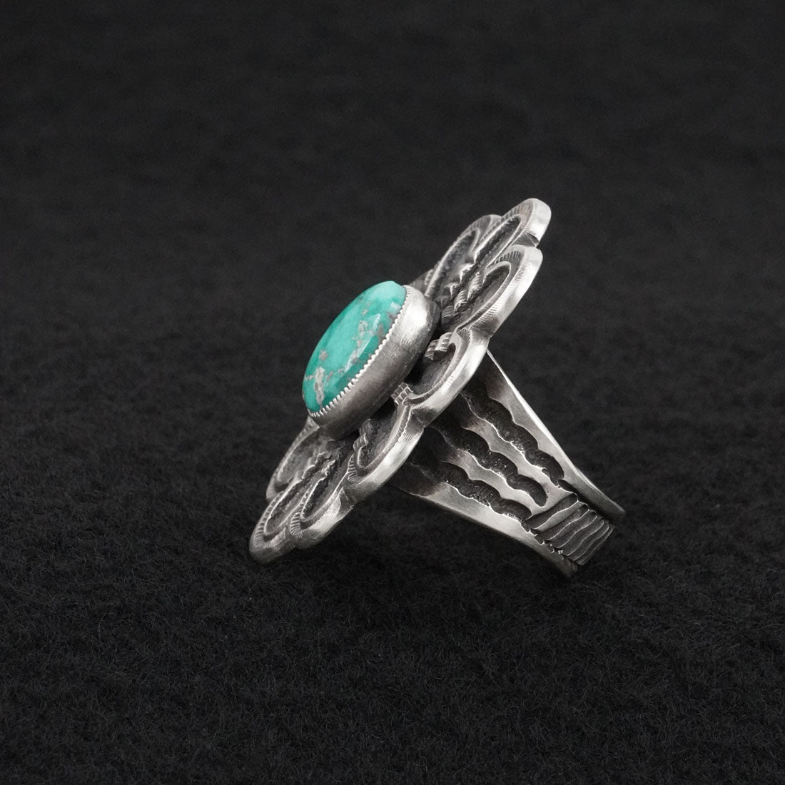 Calvin Martinez Turquoise & Sterling Silver Ring Size 8