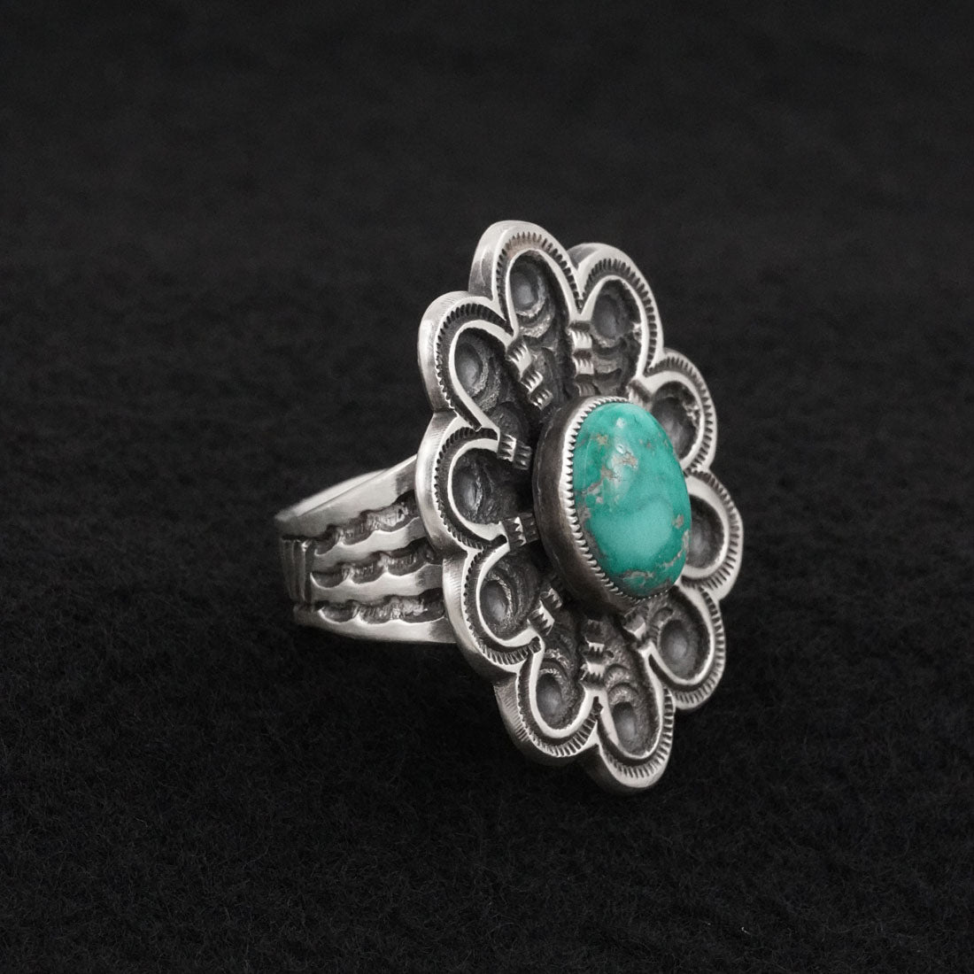 Calvin Martinez Turquoise & Sterling Silver Ring Size 8