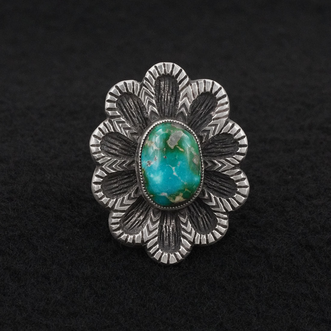 Calvin Martinez Turquoise & Sterling Silver Ring Size 8.5