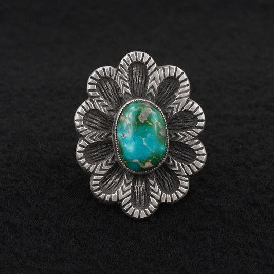 Calvin Martinez Turquoise & Sterling Silver Ring Size 8.5
