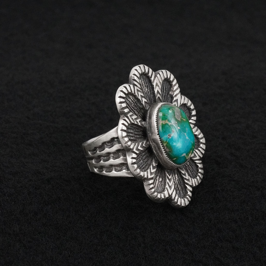 Calvin Martinez Turquoise & Sterling Silver Ring Size 8.5