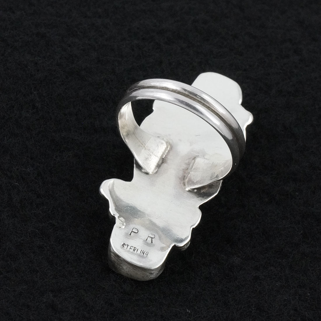 Priscilla Reeder Turquoise, Coral & Sterling Silver Ring Size 8