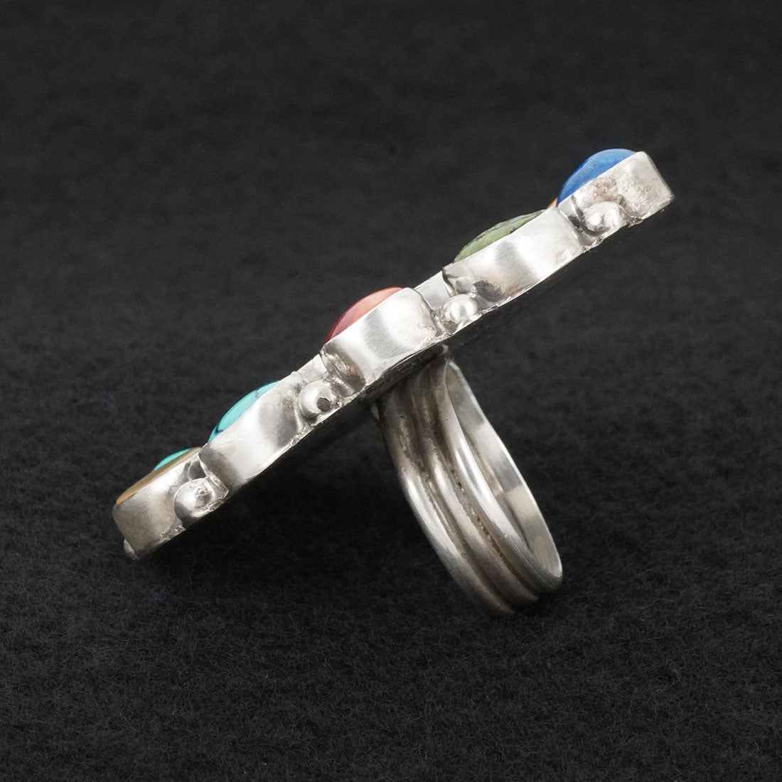 Priscilla Reeder Multi Stone & Sterling Silver Ring Size Adj