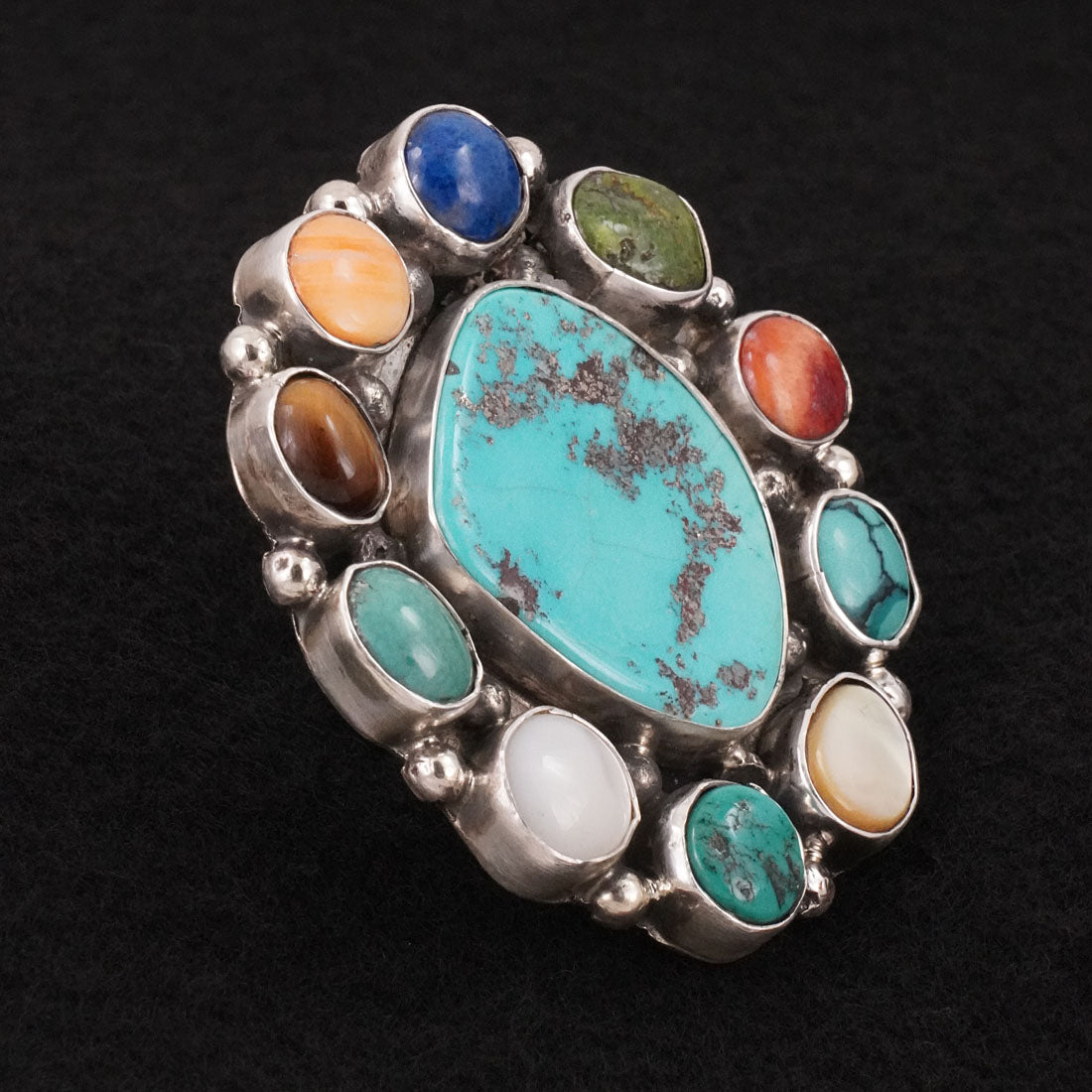 Priscilla Reeder Multi Stone & Sterling Silver Ring Size Adj