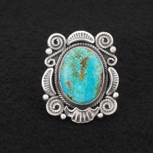 Jackson Hoskie Turquoise & Sterling Silver Ring Size 8