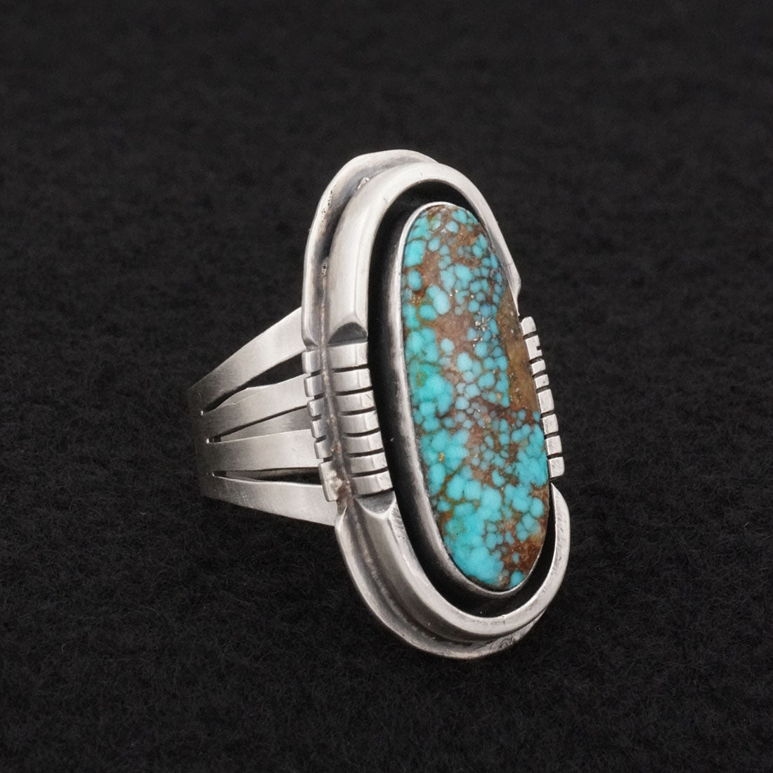 Paul Livingston Turquoise & Sterling Silver Ring Size 8.5