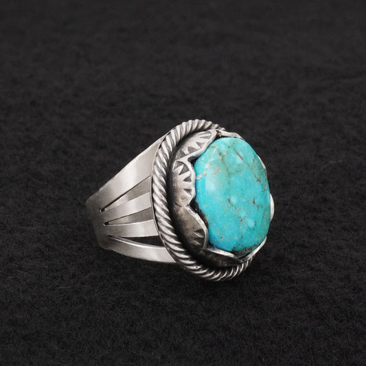 Paul Livingston Turquoise & Sterling Silver Ring Size 6.5