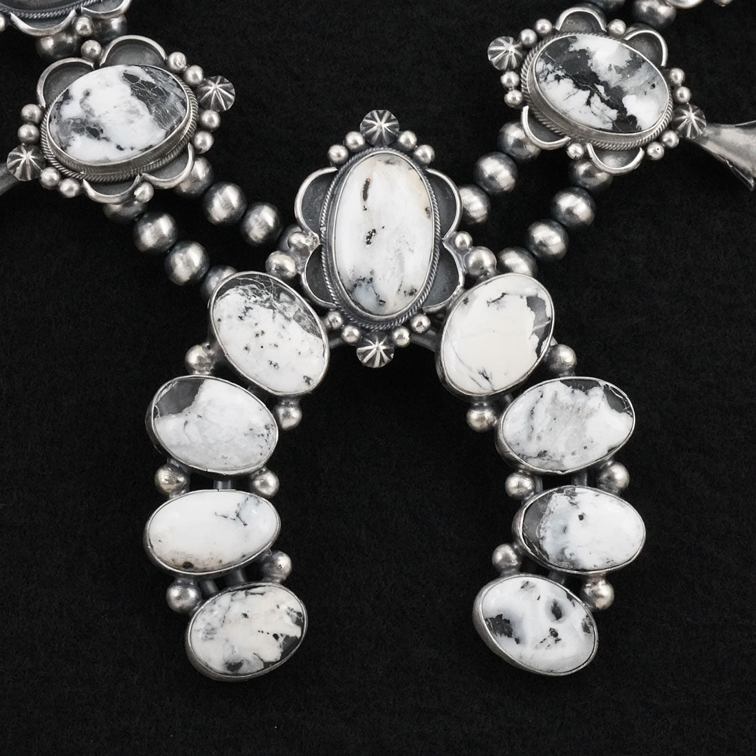 Paul Livingston White Buffalo & Sterling Silver Squash Blossom Set