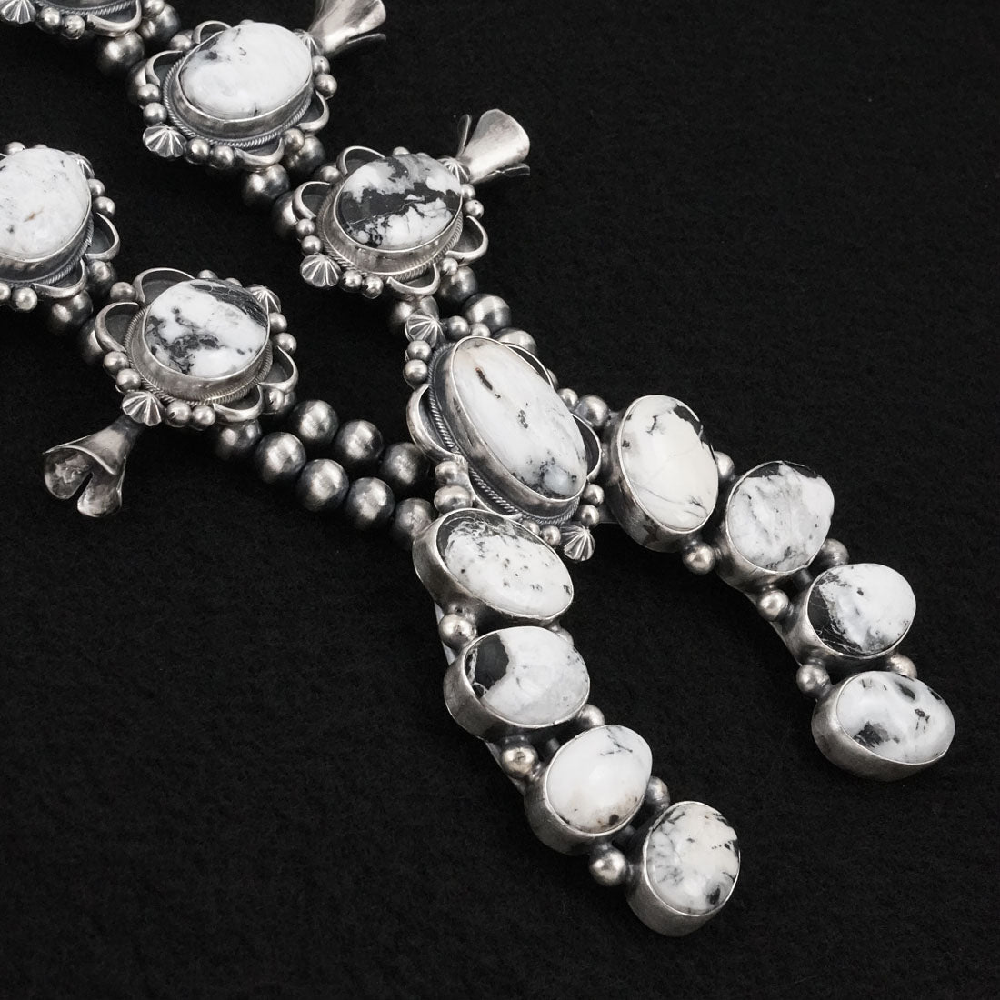 Paul Livingston White Buffalo & Sterling Silver Squash Blossom Set