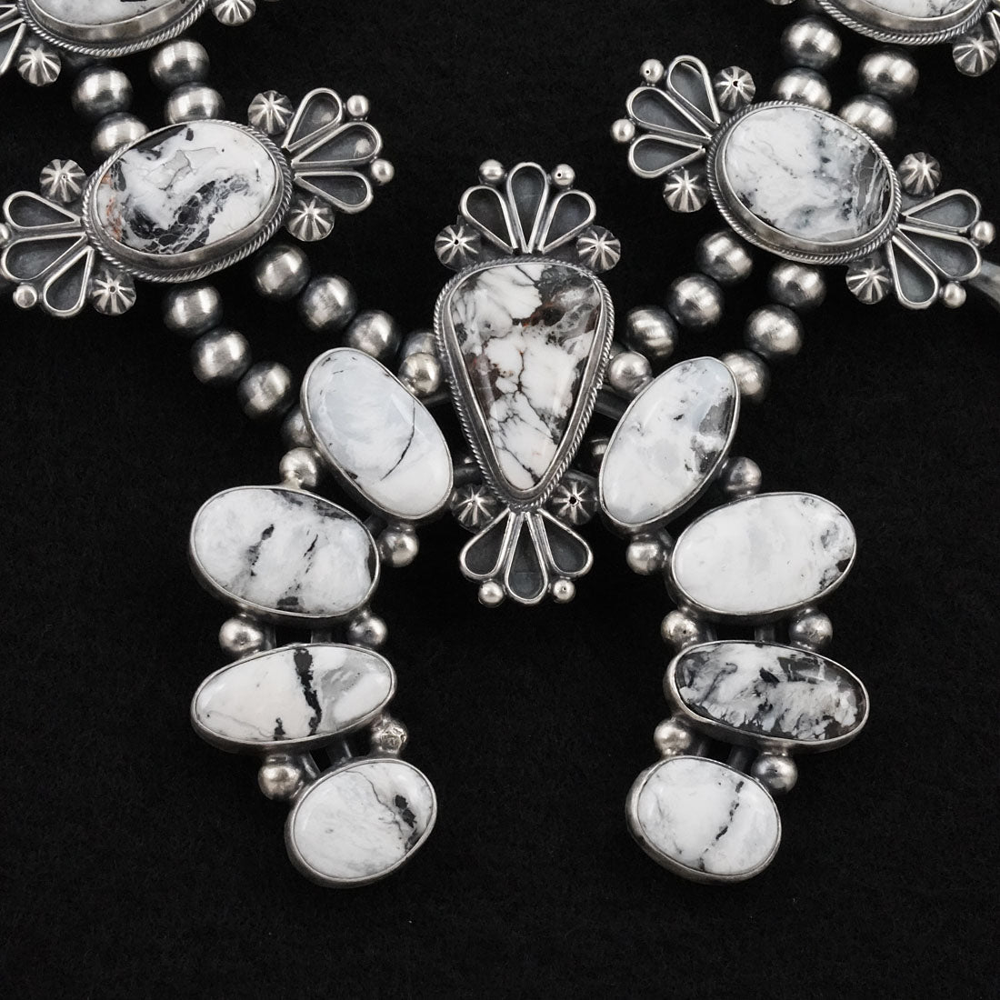 Paul Livingston White Buffalo & Sterling Silver Squash Blossom Set