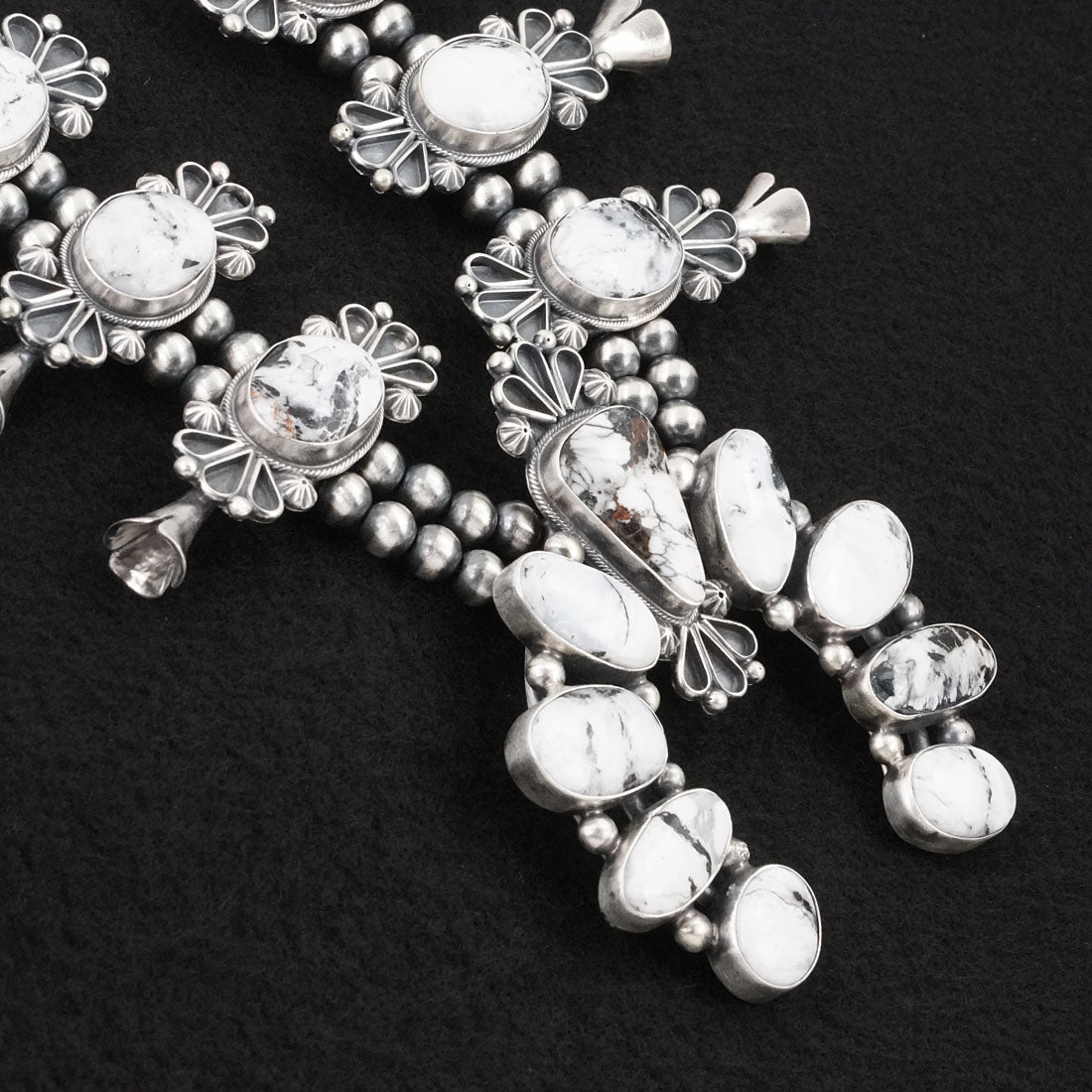 Paul Livingston White Buffalo & Sterling Silver Squash Blossom Set