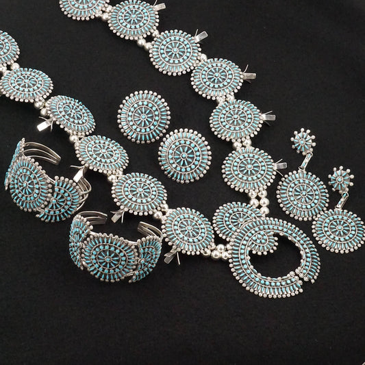 Merlinda Chavez Turquoise & Sterling Silver Squash Blossom Set