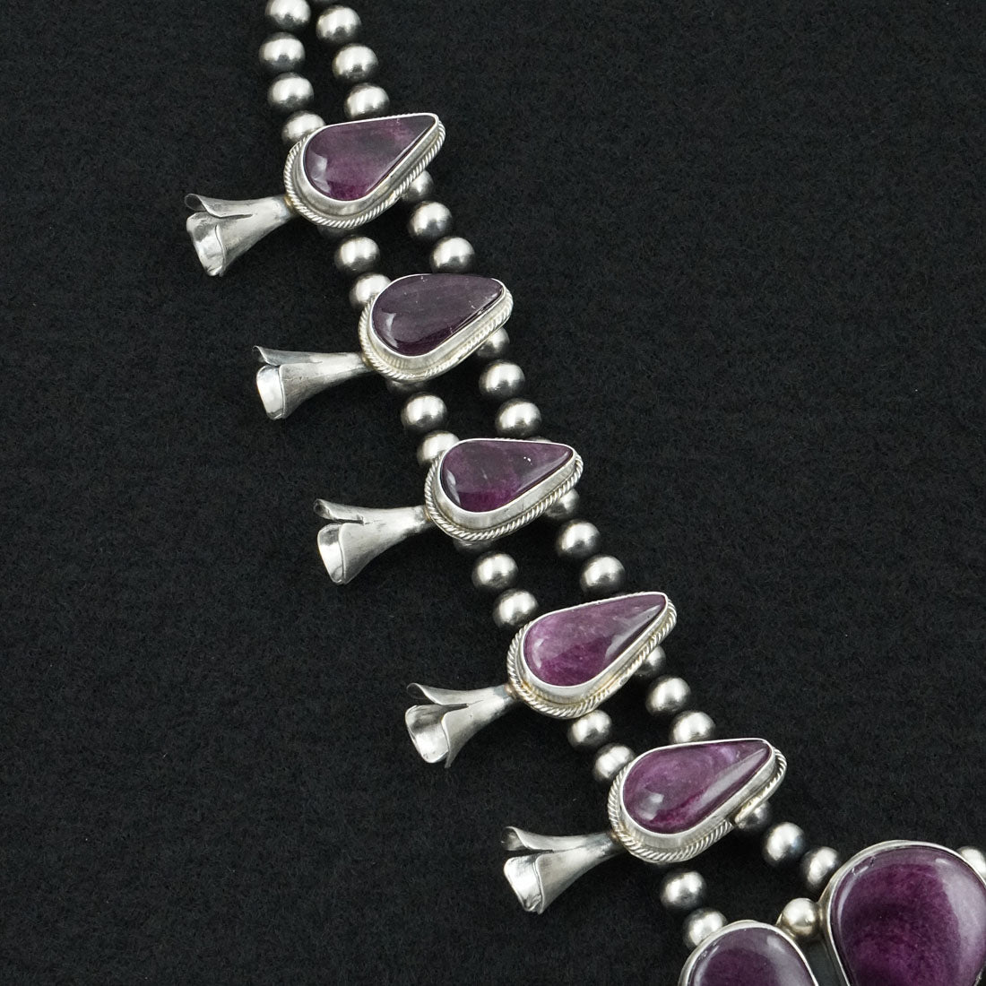 Kathleen Livingston Spiny Oyster & Sterling Silver Squash Blossom Necklace & Earrings