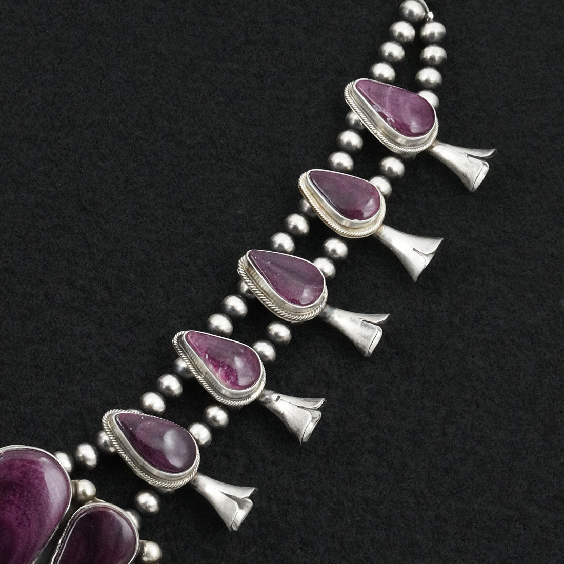 Kathleen Livingston Spiny Oyster & Sterling Silver Squash Blossom Necklace & Earrings