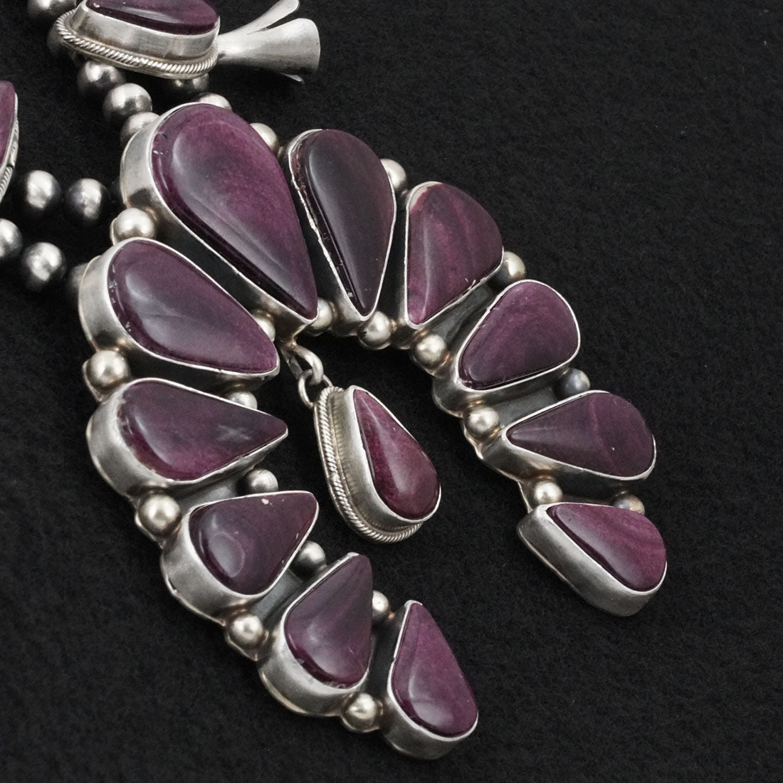 Kathleen Livingston Spiny Oyster & Sterling Silver Squash Blossom Necklace & Earrings