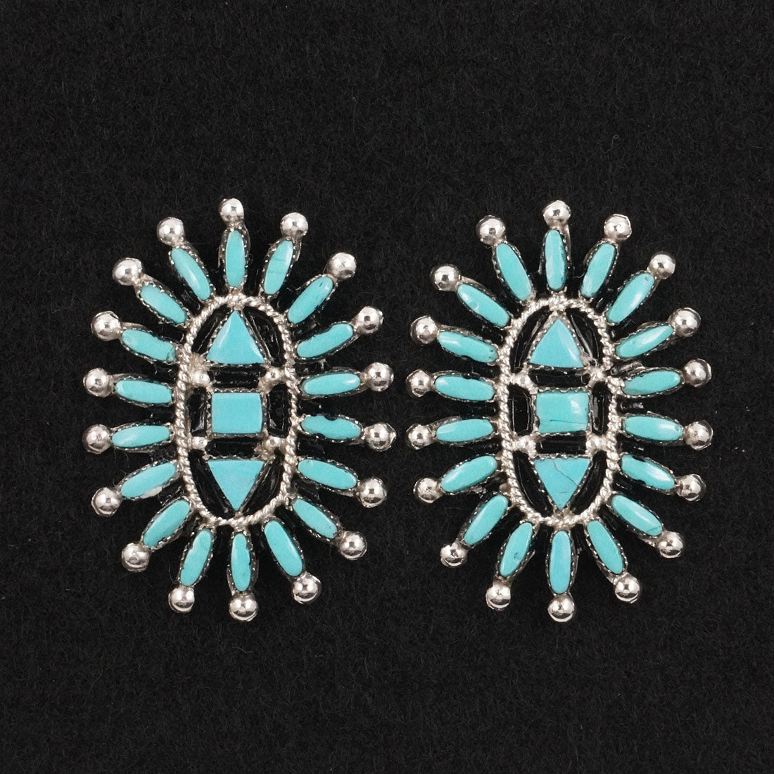 Evonne Hustito Turquoise & Sterling Silver Squash Blossom Set