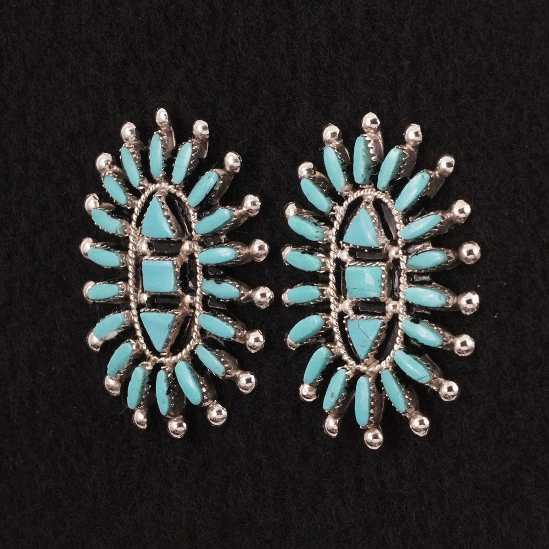 Evonne Hustito Turquoise & Sterling Silver Squash Blossom Set