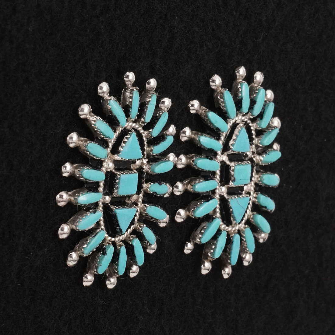 Evonne Hustito Turquoise & Sterling Silver Squash Blossom Set