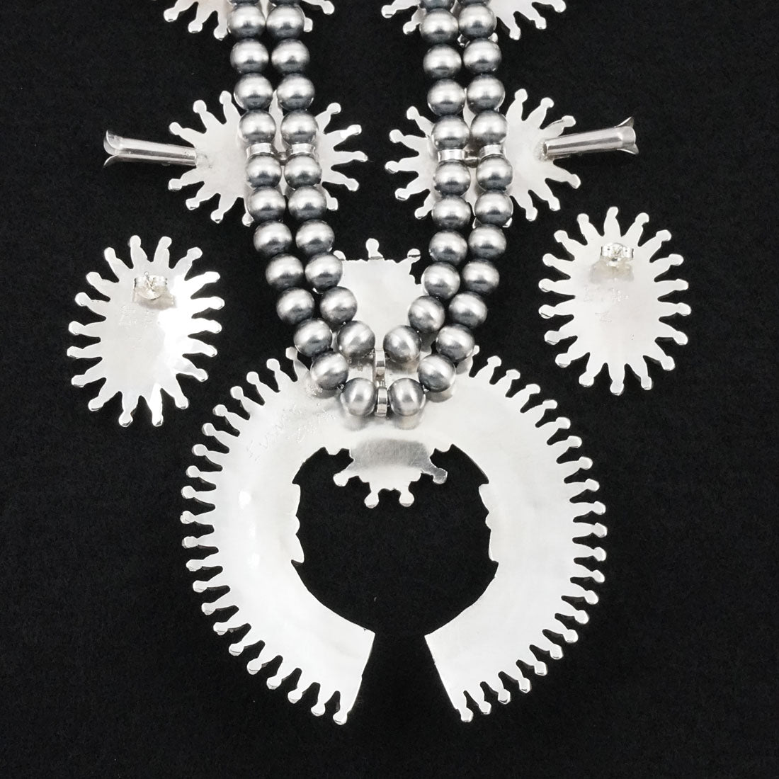 Evonne Hustito Turquoise & Sterling Silver Squash Blossom Set