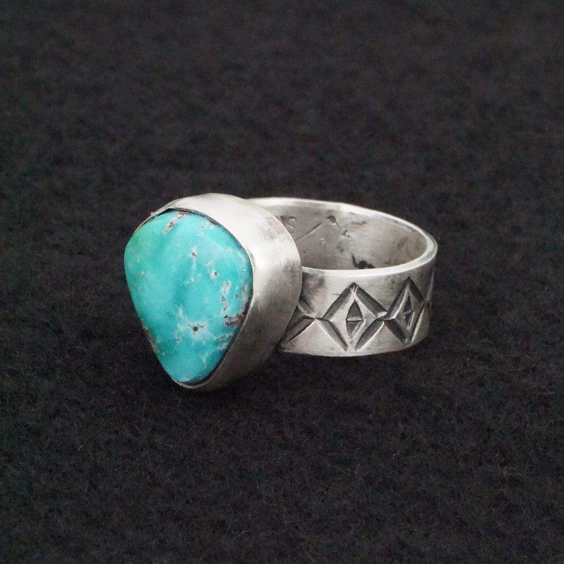 Danny Henio Turquoise & Sterling Silver Ring Size 6.5