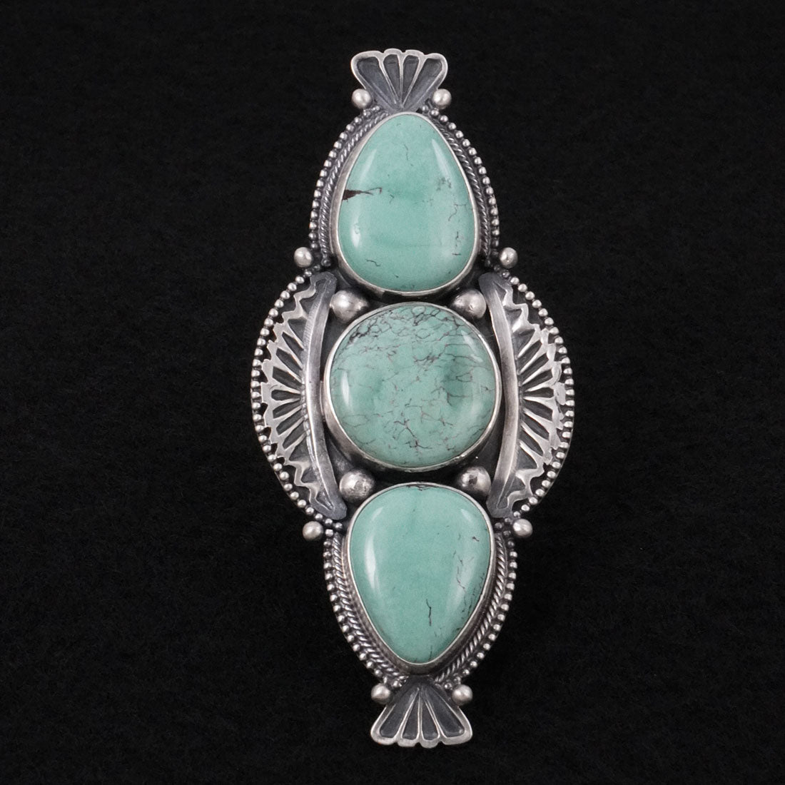 Mark Yazzie Turquoise & Sterling Silver Ring Adjustable
