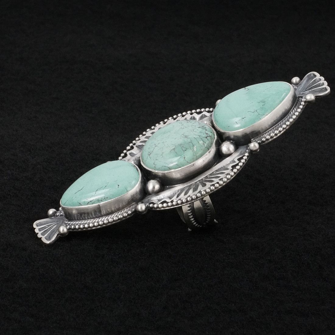 Mark Yazzie Turquoise & Sterling Silver Ring Adjustable