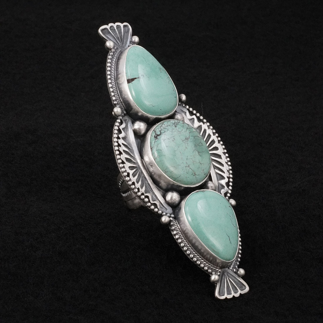 Mark Yazzie Turquoise & Sterling Silver Ring Adjustable