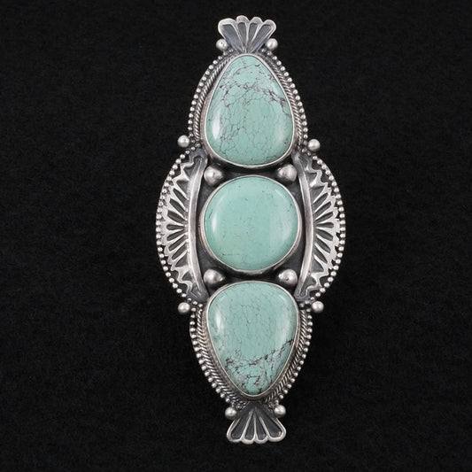 Mark Yazzie Turquoise & Sterling Silver Ring Adjustable