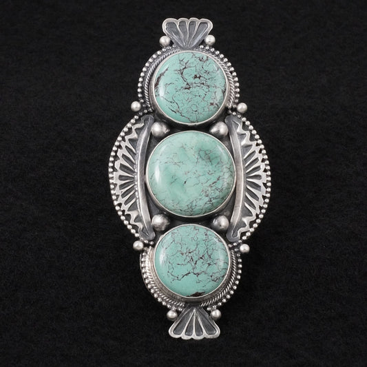 Mark Yazzie Turquoise & Sterling Silver Ring Adjustable