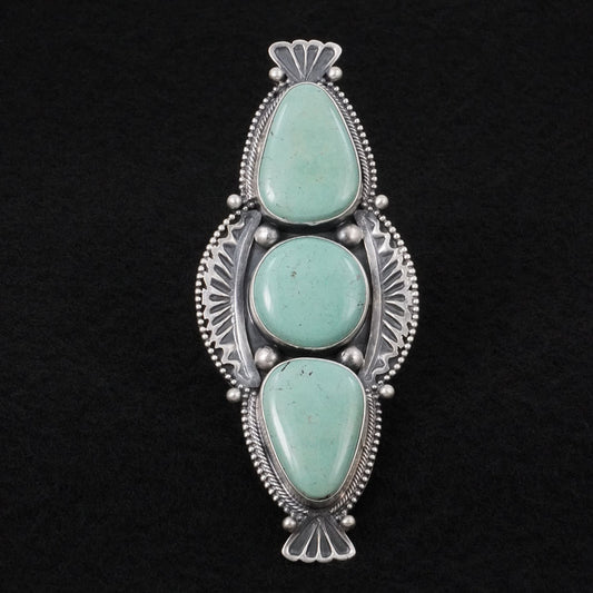Mark Yazzie Turquoise & Sterling Silver Ring Adjustable
