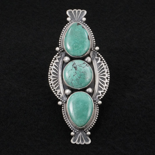 Mark Yazzie Turquoise & Sterling Silver Ring Adjustable